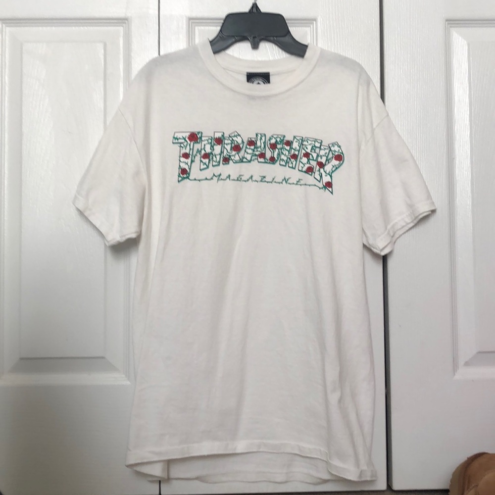 white thrasher tee shirt